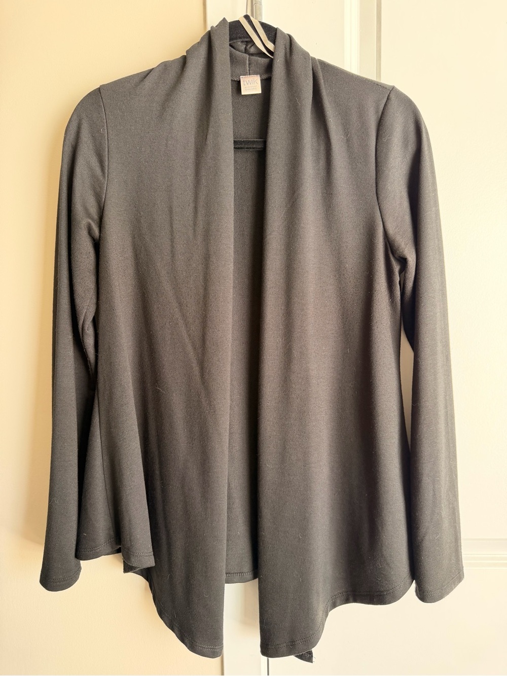 Simons Black Open-Front Draped Cardigan Blazer